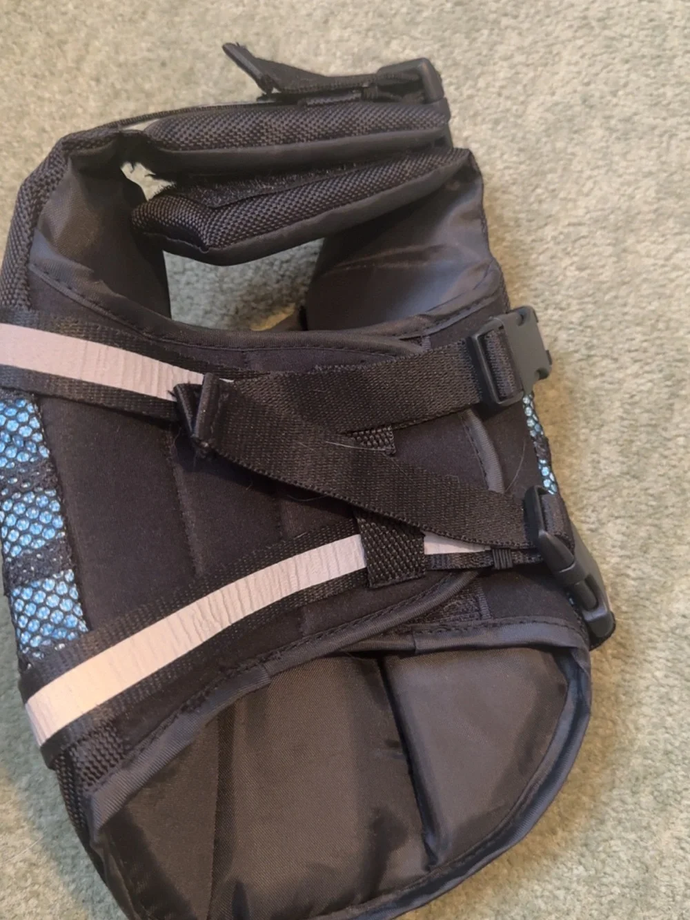 Light Blue and Black Reflective Small Dog life Vest